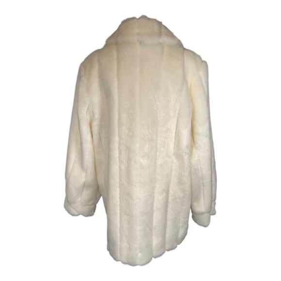 Dennis Basso Faux Fur Coat Women’s Large White Zip-Up Plush Jacket Vintage Y2K - Picture 2 of 12
